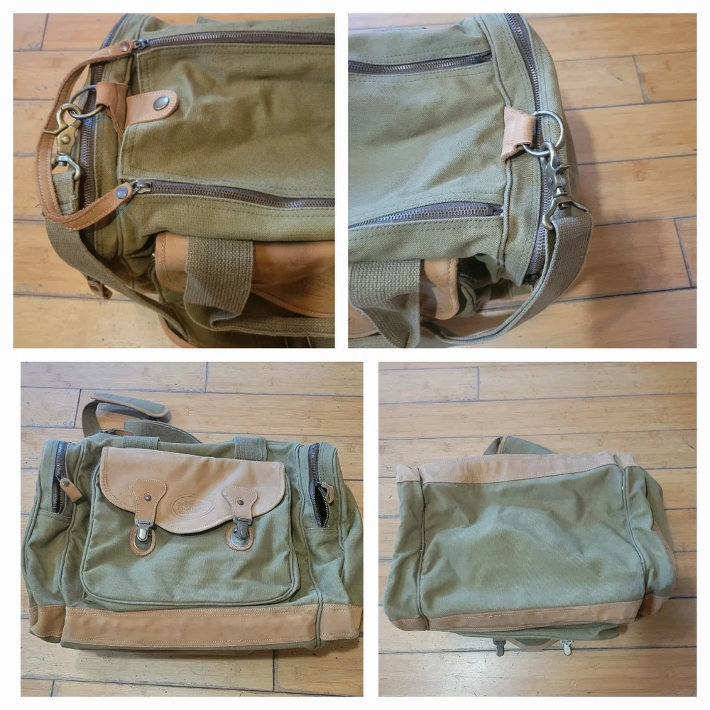 Vintage Duffel Bag - High Sierra canvas & leather overnighter duffel bag.